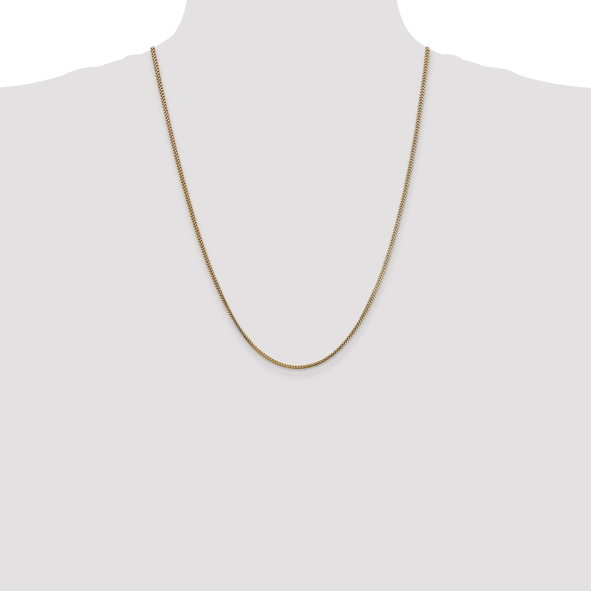 14K Yellow Gold 24 Inch 1.5mm Franco With Lobster Clasp Chain Necklace