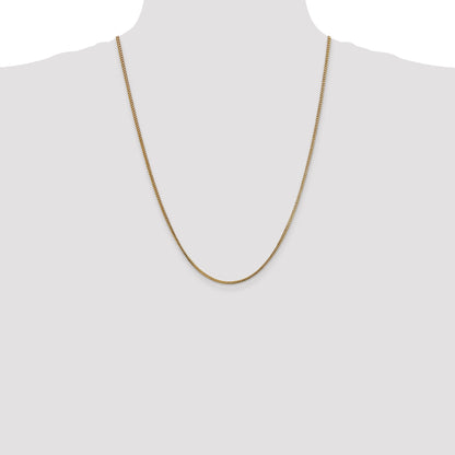 14K Yellow Gold 24 Inch 1.5mm Franco With Lobster Clasp Chain Necklace