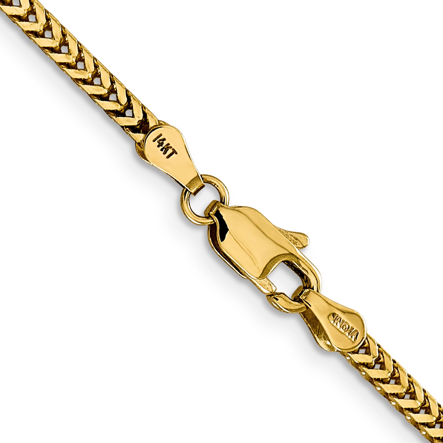 14K Yellow Gold 30 Inch 2.3mm Franco With Lobster Clasp Chain Necklace