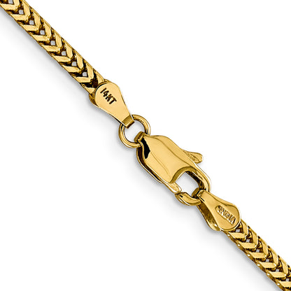 14K Yellow Gold 30 Inch 2.3mm Franco With Lobster Clasp Chain Necklace
