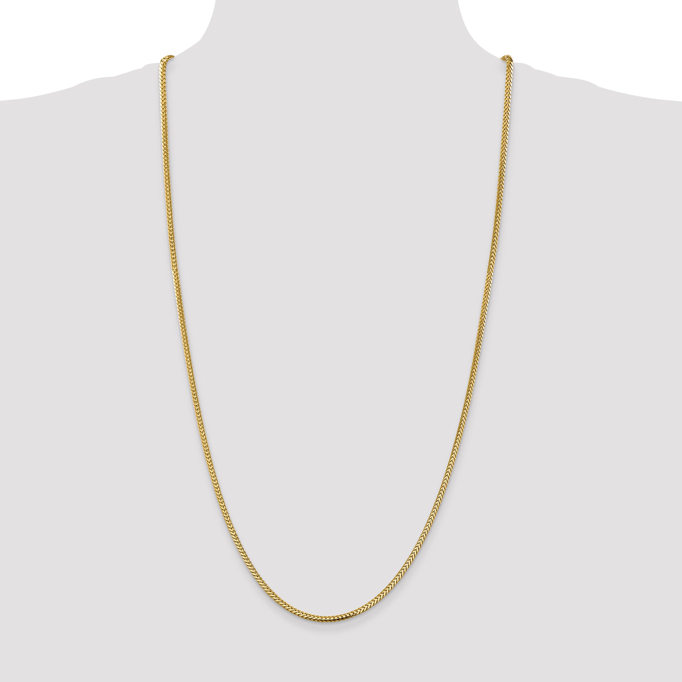 14K Yellow Gold 30 Inch 2.3mm Franco With Lobster Clasp Chain Necklace