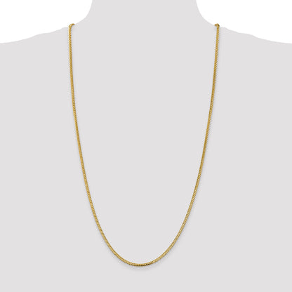 14K Yellow Gold 30 Inch 2.3mm Franco With Lobster Clasp Chain Necklace