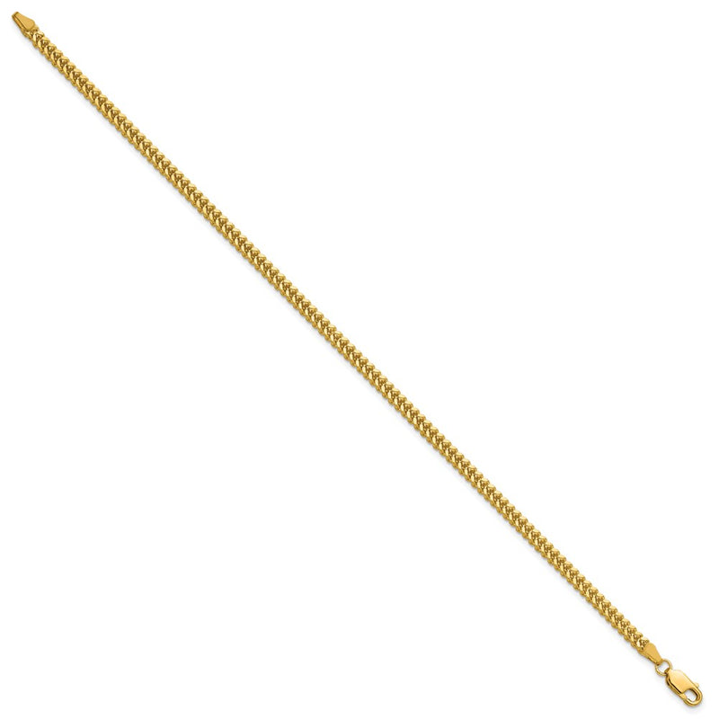 14K Yellow Gold 2.3mm Franco With Lobster Clasp Chain Bracelet