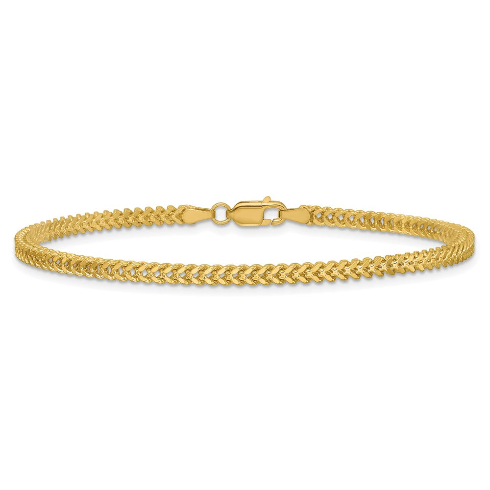 14K Yellow Gold 2.3mm Franco With Lobster Clasp Chain Bracelet