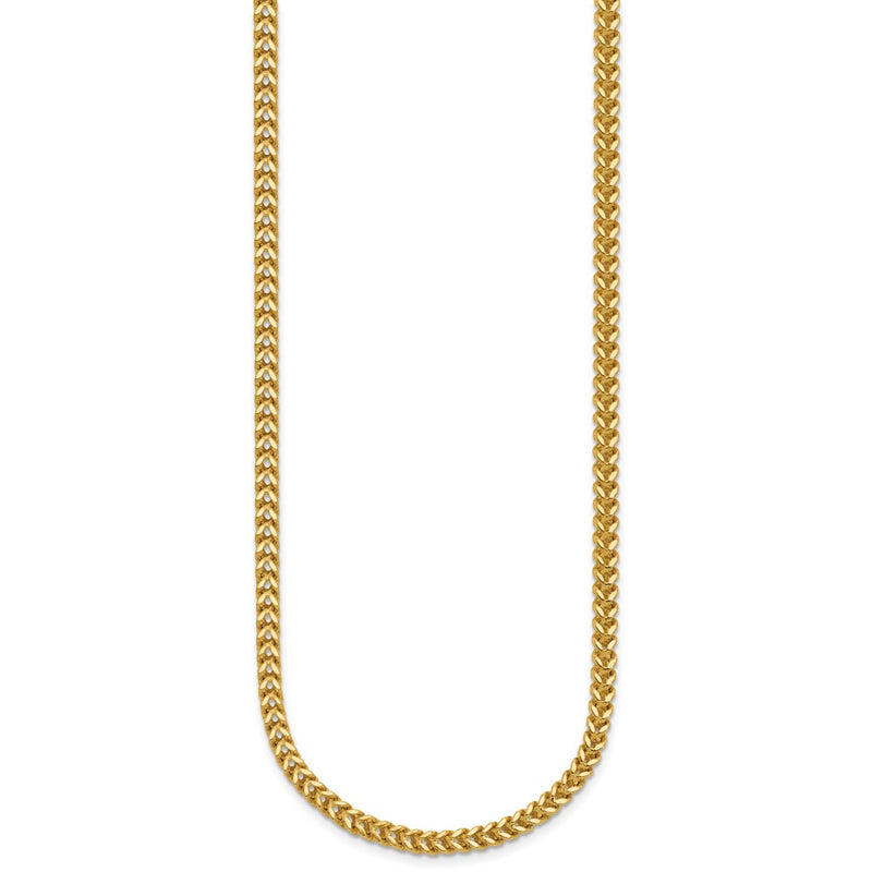 14K Yellow Gold 24 Inch 2.5mm Franco With Lobster Clasp Chain Necklace