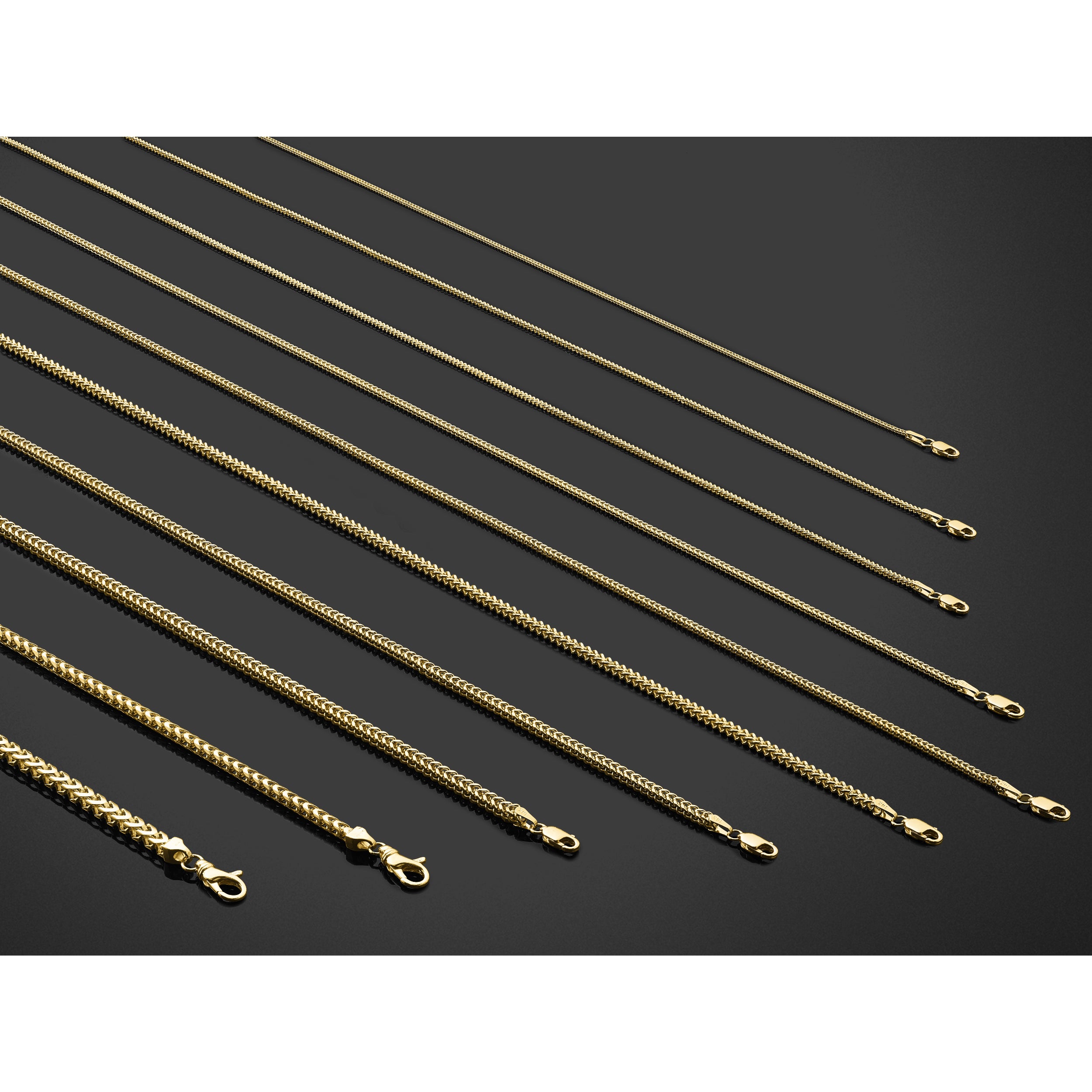 14K Yellow Gold 16 inch 2.5mm Franco with Lobster Clasp Chain Necklace
