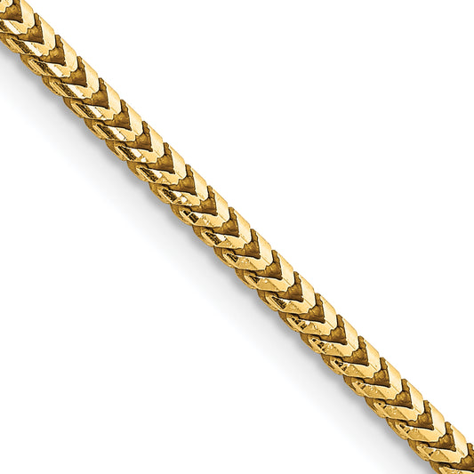 14K Yellow Gold 24 Inch 2.5mm Franco With Lobster Clasp Chain Necklace