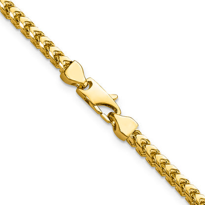 14K Yellow Gold 18 inch 3mm Franco with Fancy Lobster Clasp Chain Necklace