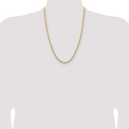 14K Yellow Gold 24 Inch 3mm Franco With Fancy Lobster Clasp Chain Necklace