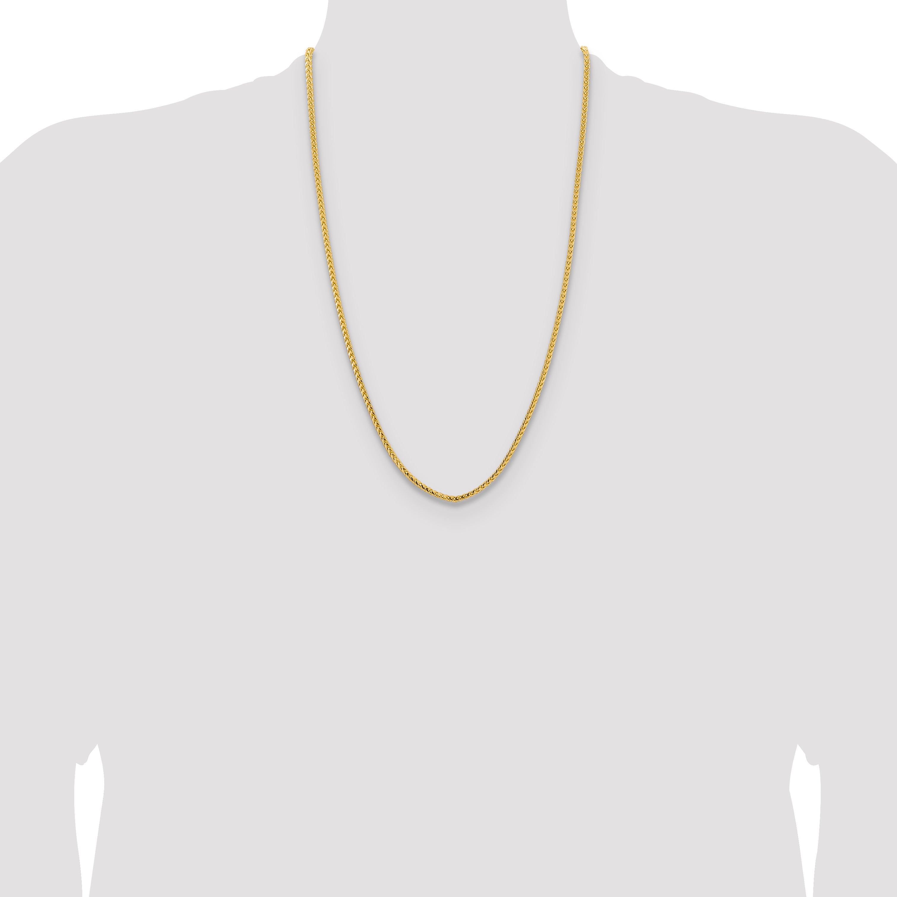 14K Yellow Gold 26 Inch 3mm Franco With Fancy Lobster Clasp Chain Necklace