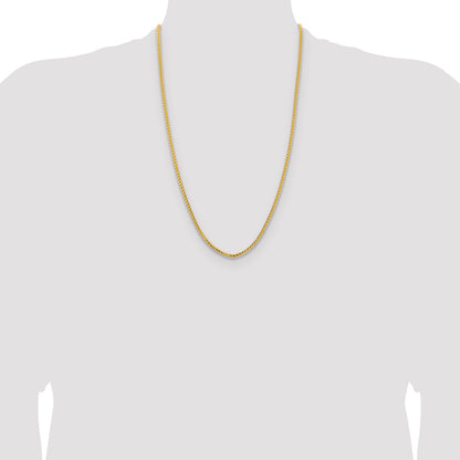14K Yellow Gold 26 Inch 3mm Franco With Fancy Lobster Clasp Chain Necklace