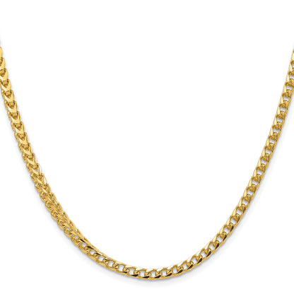 14K Yellow Gold 18 Inch 3.7mm Franco With Fancy Lobster Clasp Chain Necklace