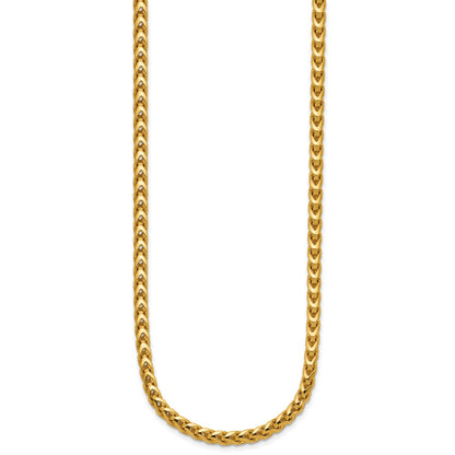 14K Yellow Gold 20 Inch 3.7mm Franco With Fancy Lobster Clasp Chain Necklace