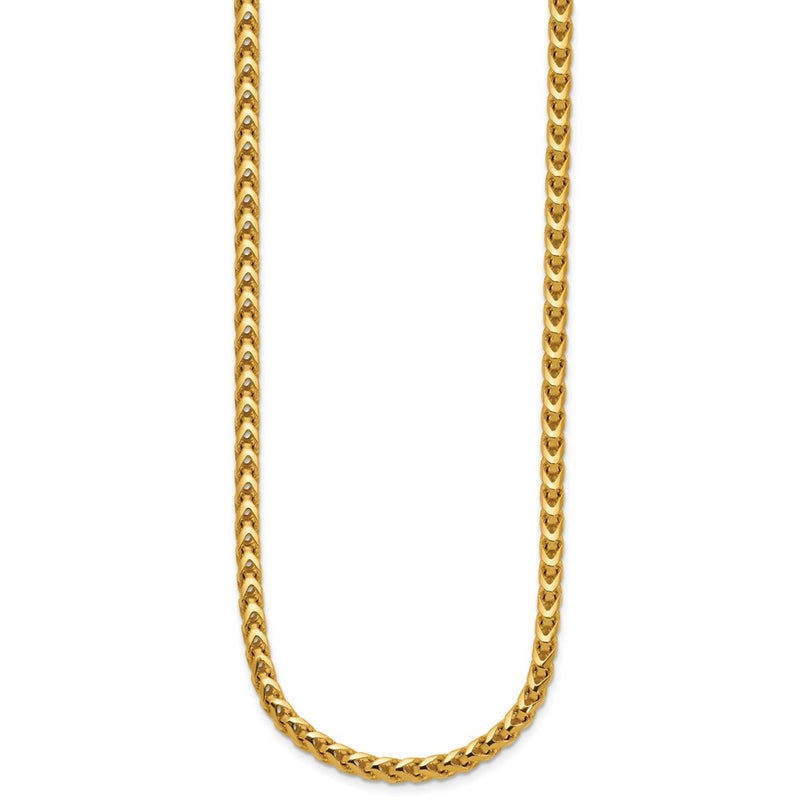 14K Yellow Gold 3.7mm Franco With Fancy Lobster Clasp Chain Necklace