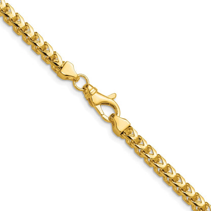 14K Yellow Gold 3.7mm Franco With Fancy Lobster Clasp Chain Necklace