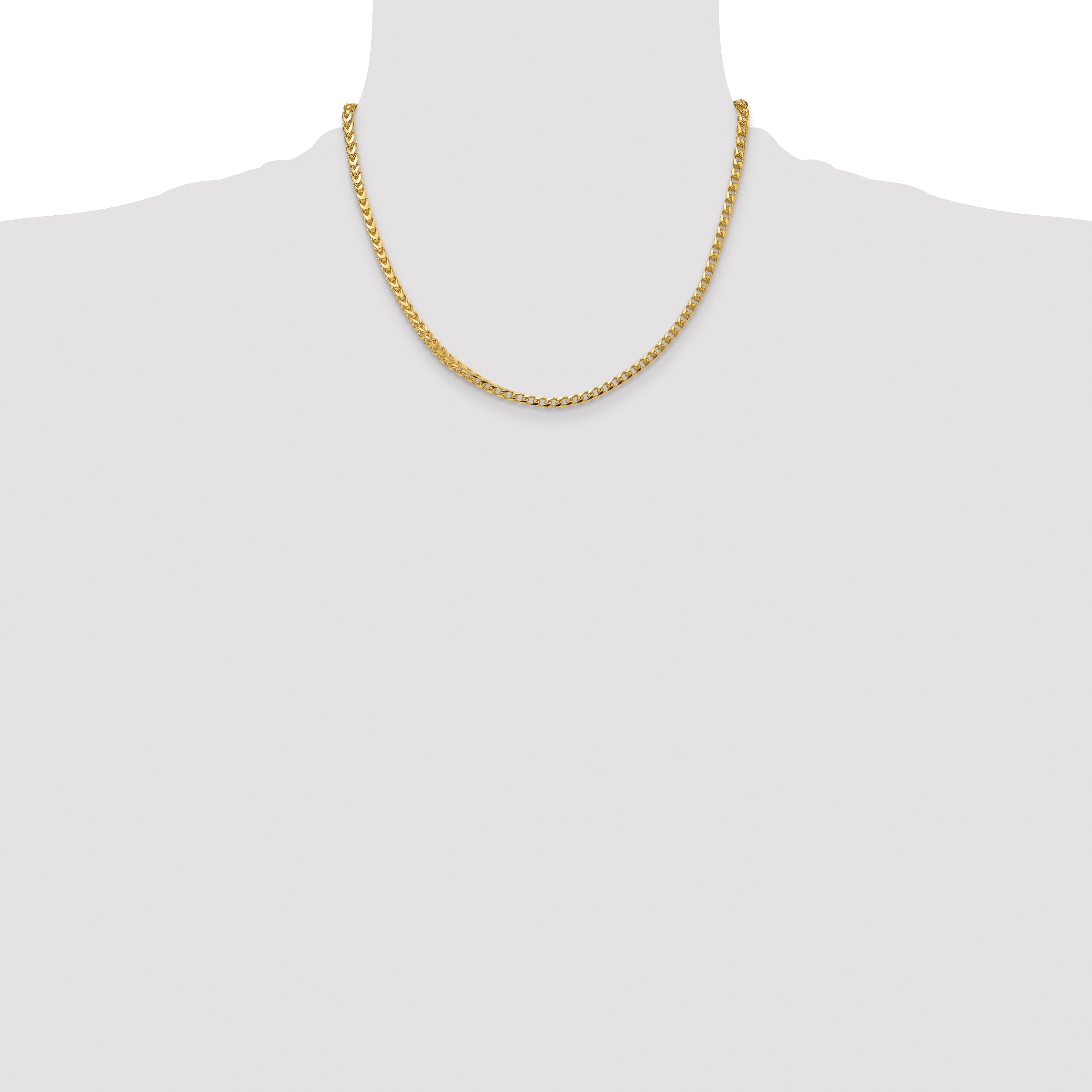 14K Yellow Gold 18 Inch 3.7mm Franco With Fancy Lobster Clasp Chain Necklace