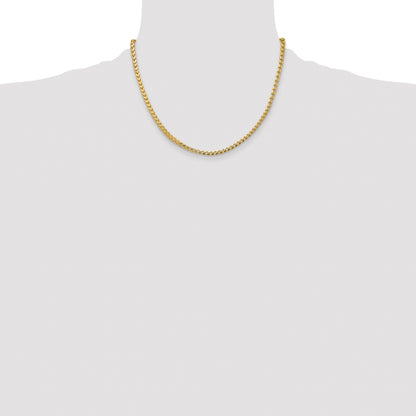 14K Yellow Gold 18 Inch 3.7mm Franco With Fancy Lobster Clasp Chain Necklace