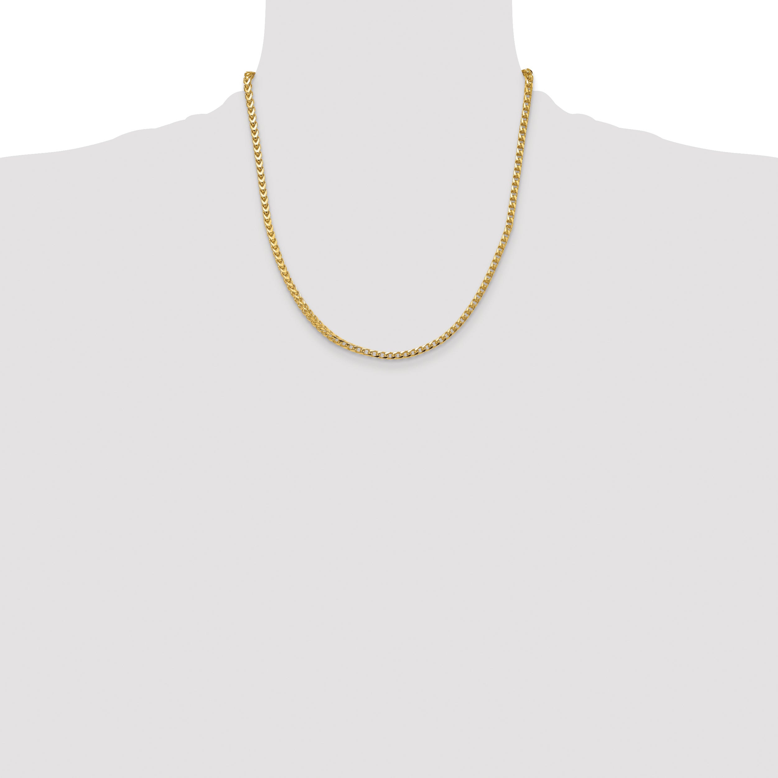 14K Yellow Gold 20 Inch 3.7mm Franco With Fancy Lobster Clasp Chain Necklace