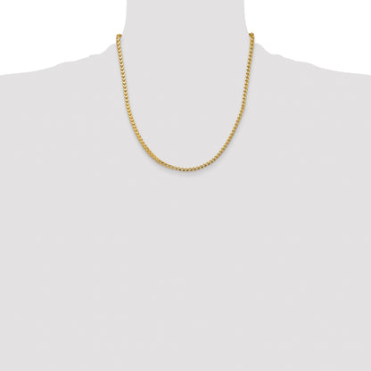 14K Yellow Gold 20 Inch 3.7mm Franco With Fancy Lobster Clasp Chain Necklace