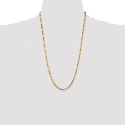 14K Yellow Gold 26 Inch 3.7mm Franco With Fancy Lobster Clasp Chain Necklace