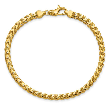 14K Yellow Gold 3.7mm Franco With Fancy Lobster Clasp Chain Anklet
