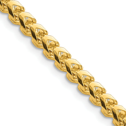 14K Yellow Gold 18 Inch 3.7mm Franco With Fancy Lobster Clasp Chain Necklace