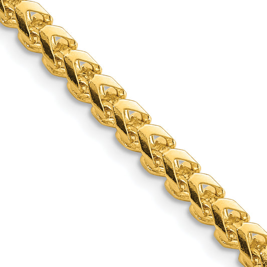 14K Yellow Gold 18 Inch 3.7mm Franco With Fancy Lobster Clasp Chain Necklace