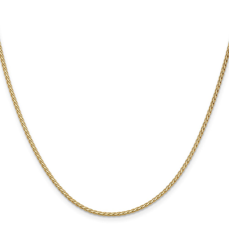 14K Yellow Gold 24 Inch 1.9mm Flat Wheat With Lobster Clasp Chain Necklace