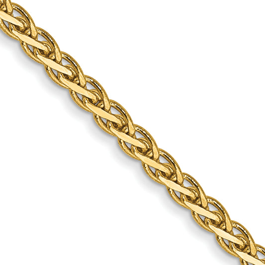 14K Yellow Gold 24 Inch 1.9mm Flat Wheat With Lobster Clasp Chain Necklace