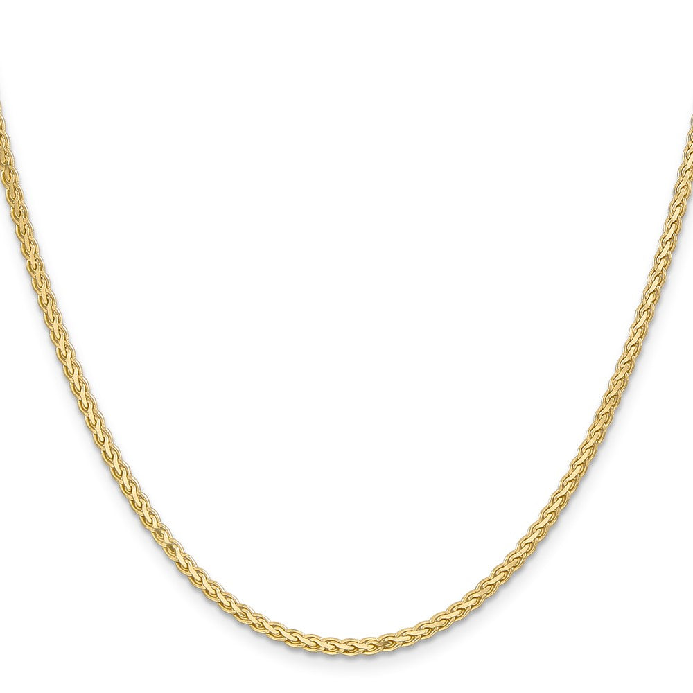 14K Yellow Gold 2.4mm Flat Wheat With Lobster Clasp Chain Necklace