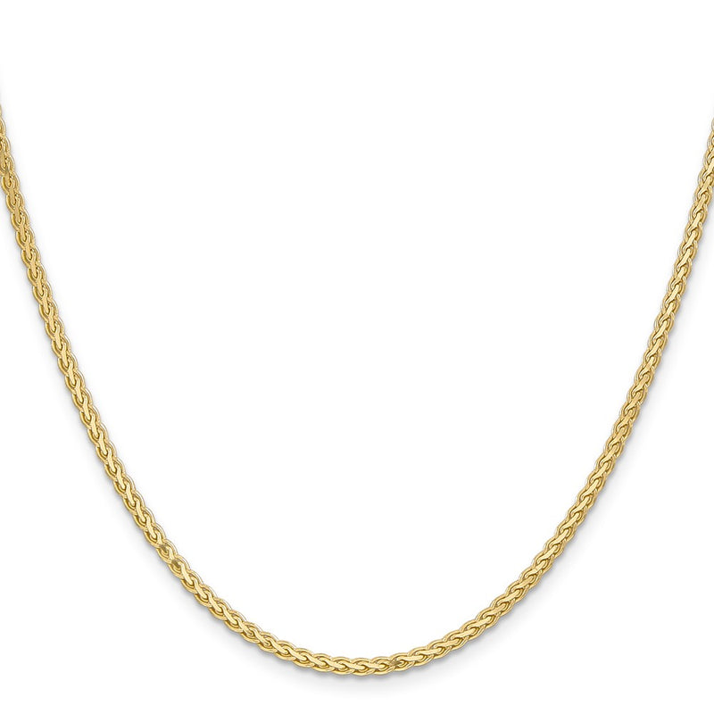 14K Yellow Gold 2.4mm Flat Wheat With Lobster Clasp Chain Necklace