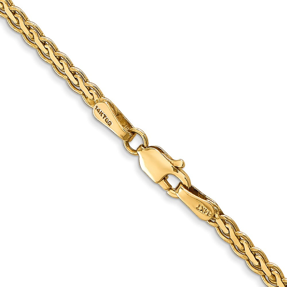 14K Yellow Gold 2.4mm Flat Wheat With Lobster Clasp Chain Necklace