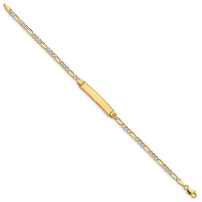 7 Inch 14K With Rhodium Pav Figaro Id Bracelet