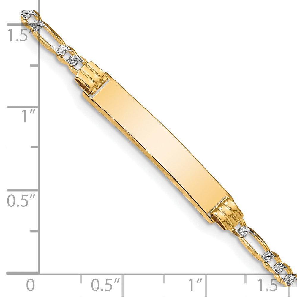7 Inch 14K With Rhodium Pav Figaro Id Bracelet