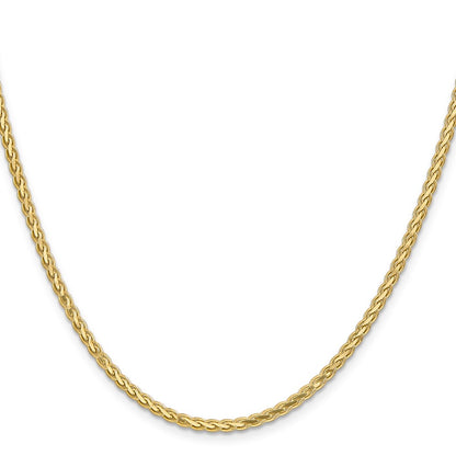14K Yellow Gold 2.8mm Flat Wheat With Lobster Clasp Chain Necklace