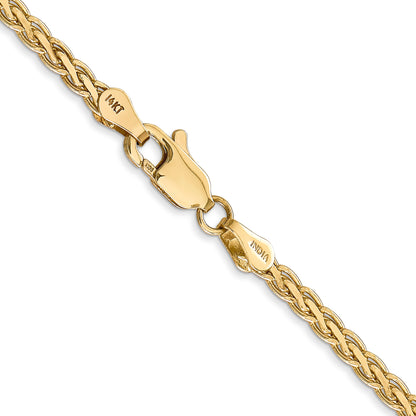 14K Yellow Gold 18 Inch 2.8mm Flat Wheat With Lobster Clasp Chain Necklace