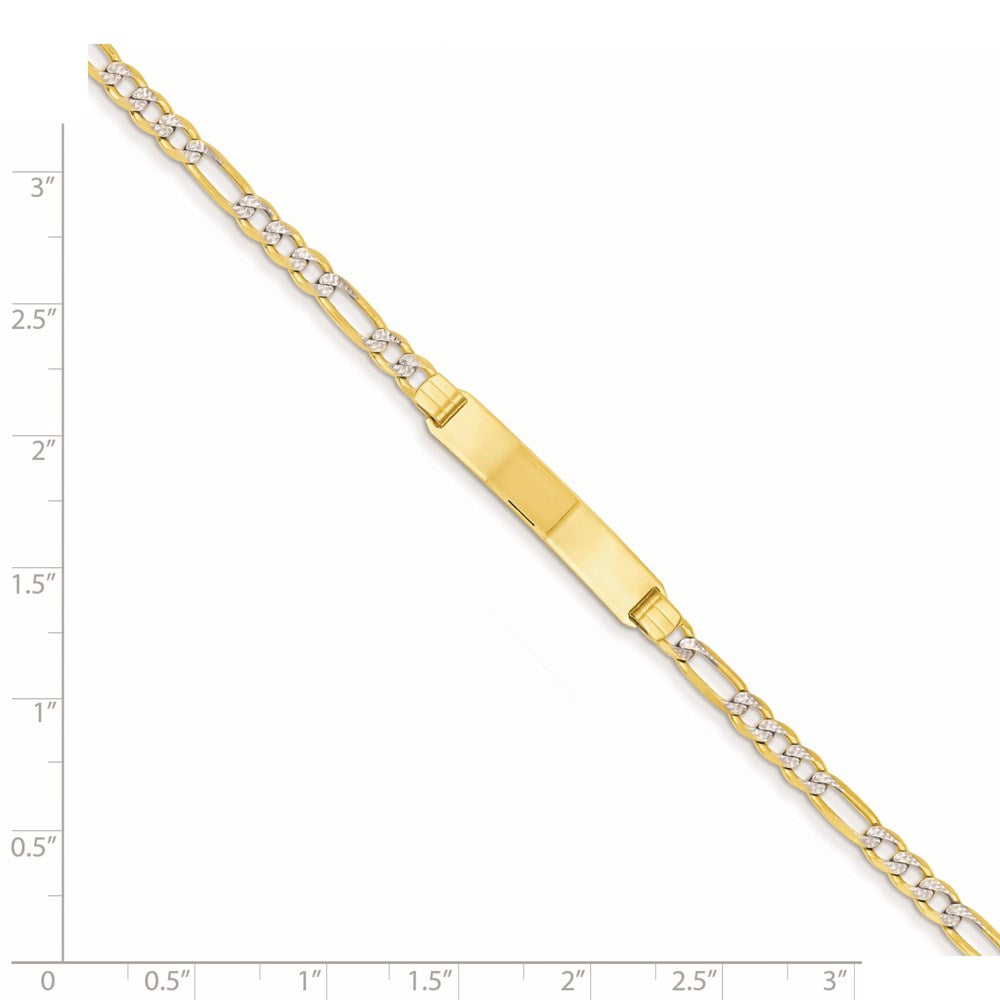 7 Inch 14K With Rhodium Pav Figaro Id Bracelet