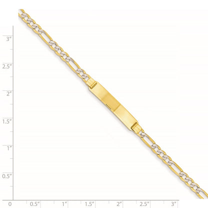 7 Inch 14K With Rhodium Pav Figaro Id Bracelet