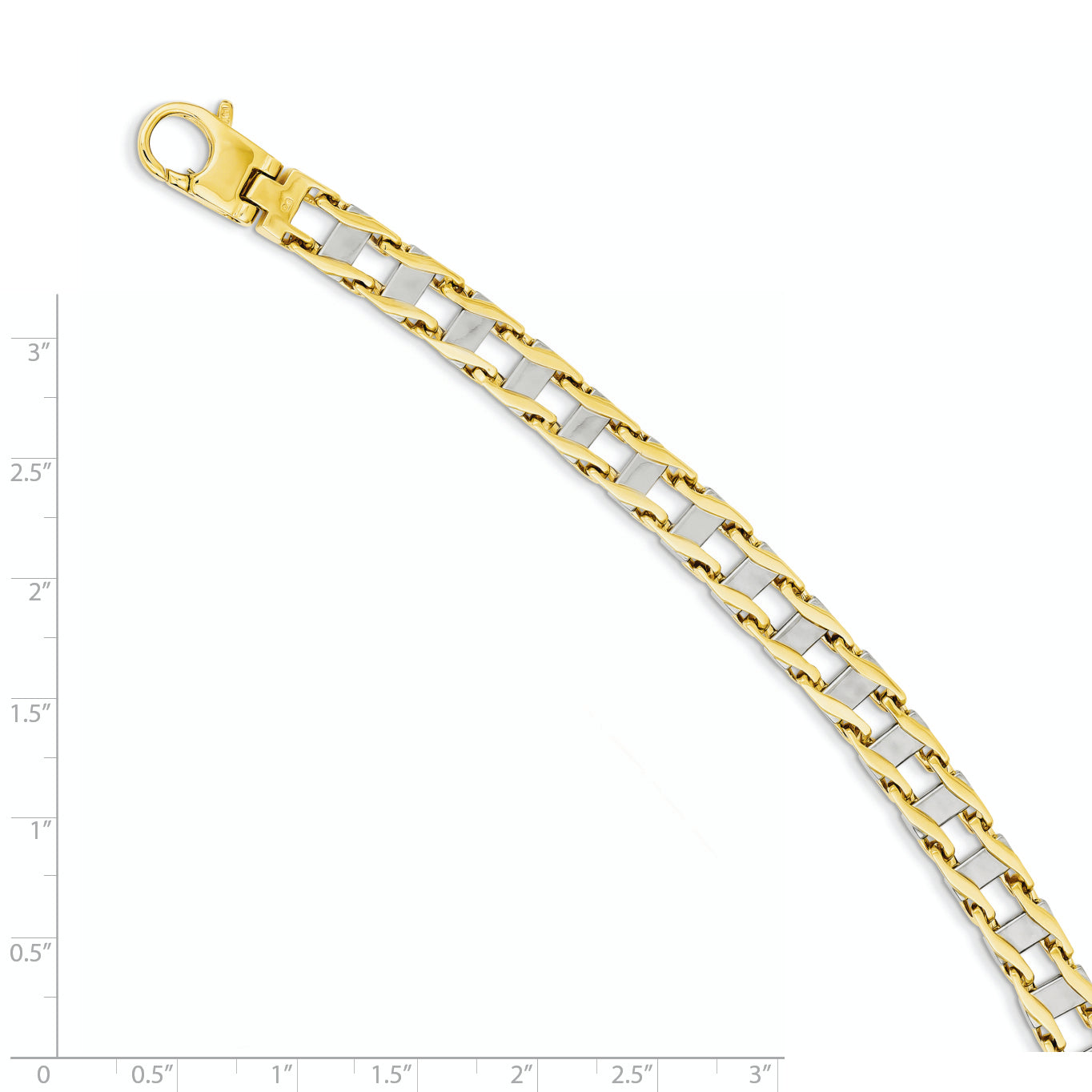 8.5 Inch 14K Two-Tone 7.5mm Hand-Polished Fancy Link Bracelet