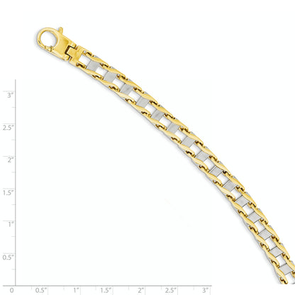 8.5 Inch 14K Two-Tone 7.5mm Hand-Polished Fancy Link Bracelet