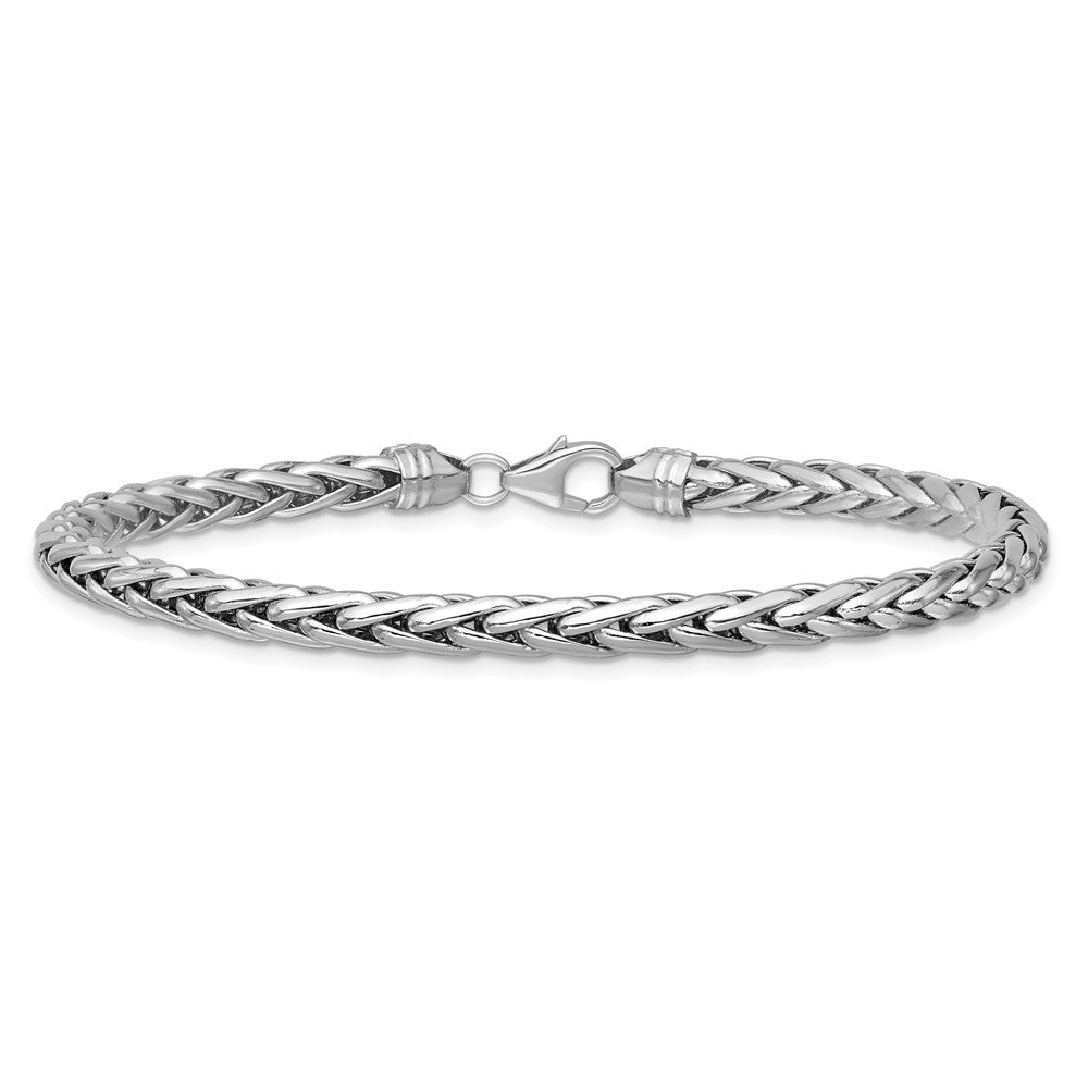 14K White Gold White Polished Wheat Chain Bracelet