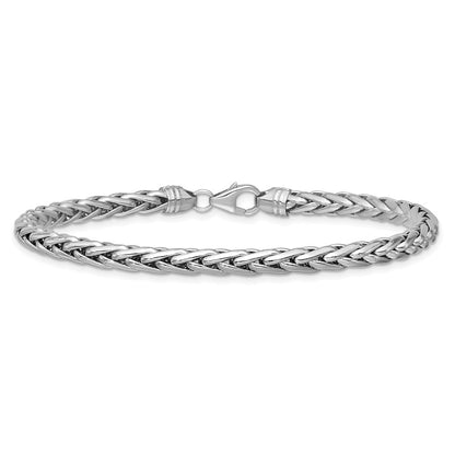 14K White Gold White Polished Wheat Chain Bracelet
