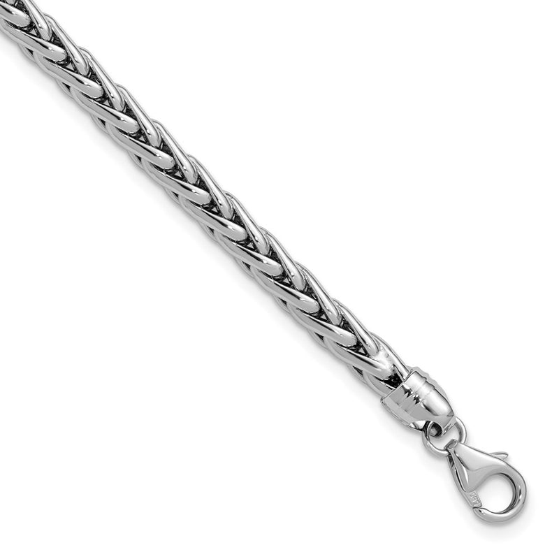 14K White Gold White Polished Wheat Chain Bracelet