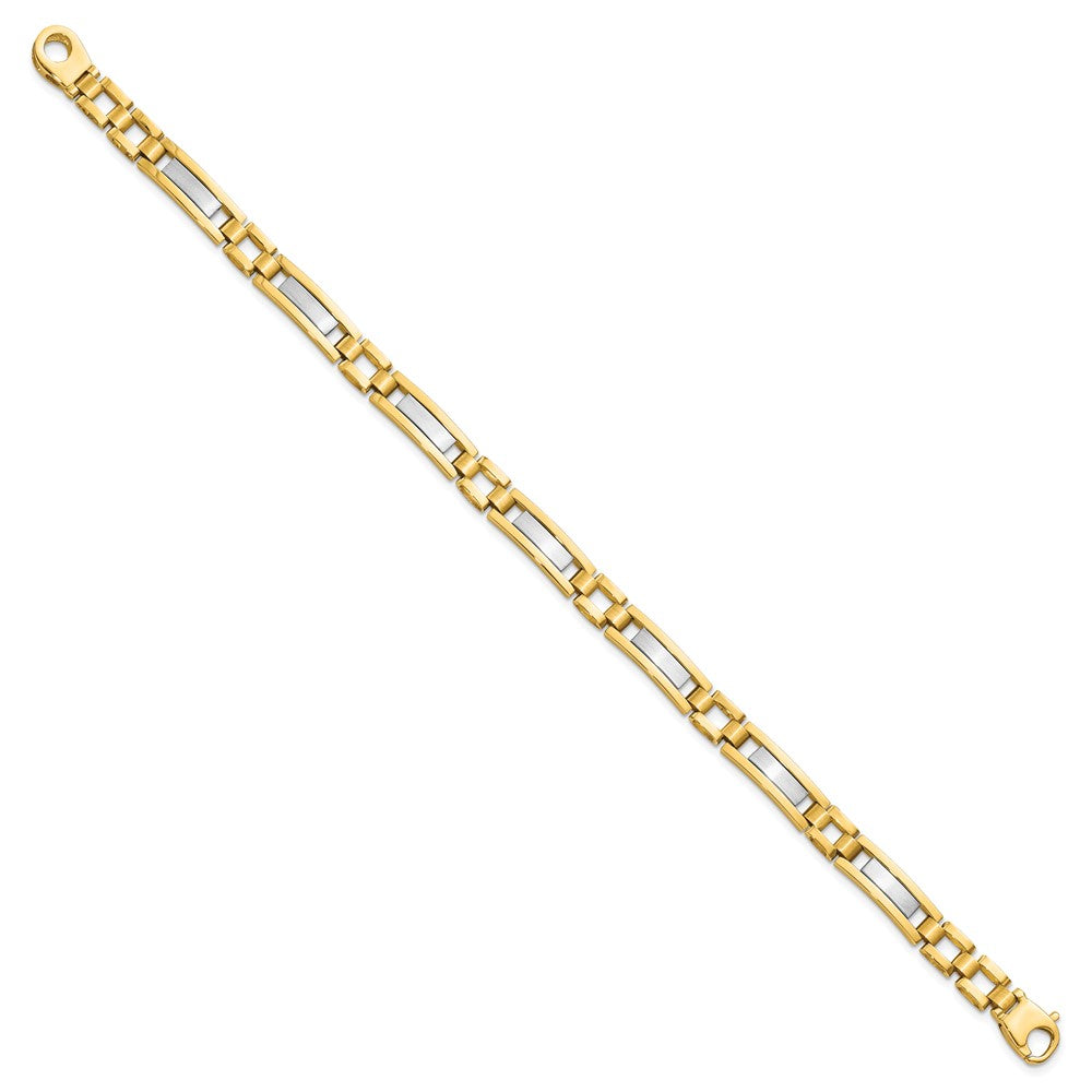 8.5 Inch 14K Two-Tone Polished And Satin 8.5In Mens Link Bracelet