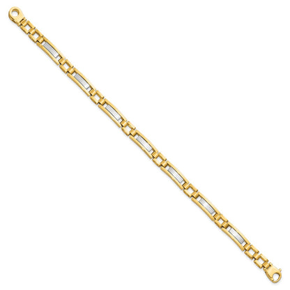 8.5 Inch 14K Two-Tone Polished And Satin 8.5In Mens Link Bracelet