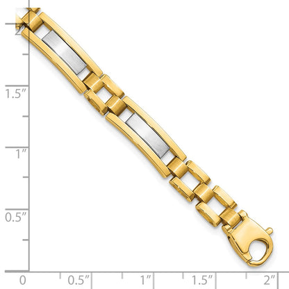 8.5 Inch 14K Two-Tone Polished And Satin 8.5In Mens Link Bracelet