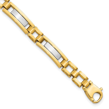 8.5 Inch 14K Two-Tone Polished And Satin 8.5In Mens Link Bracelet