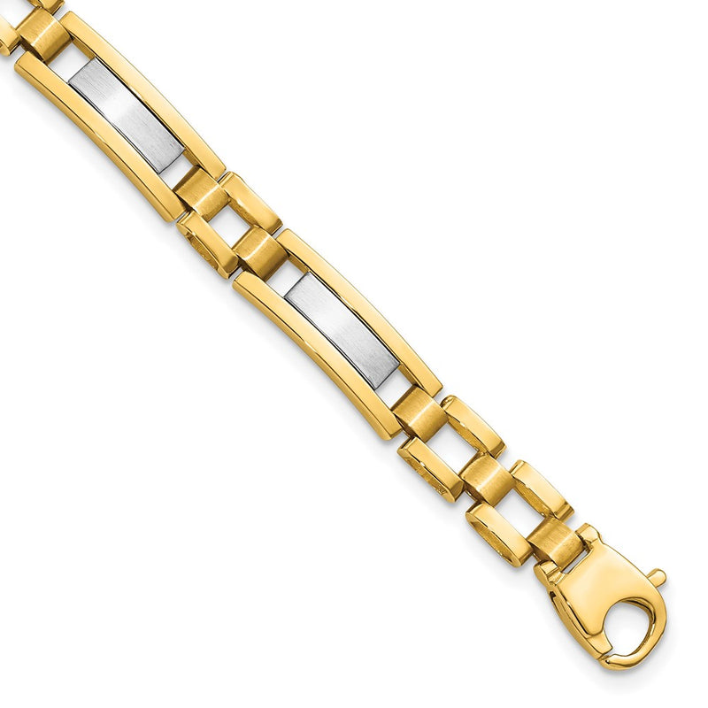 8.5 Inch 14K Two-Tone Polished And Satin 8.5In Mens Link Bracelet