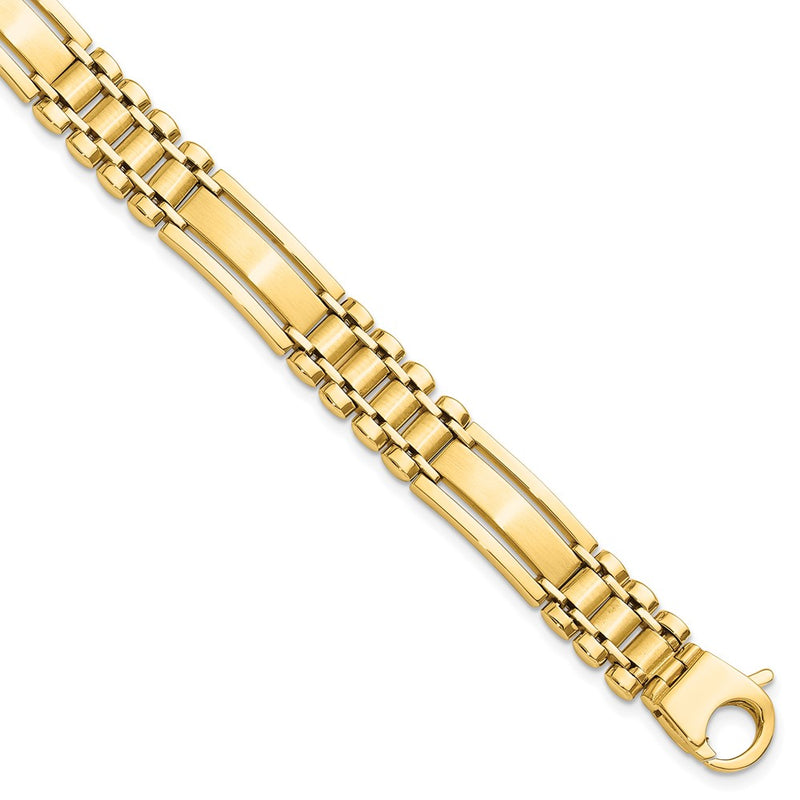 8.5 Inch 14K Polished And Satin 8.5In Mens Link Bracelet