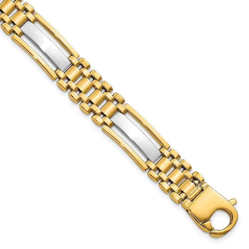 8.75 Inch 14K Mens Two-Tone Polished And Satin 8.75In Link Bracelet